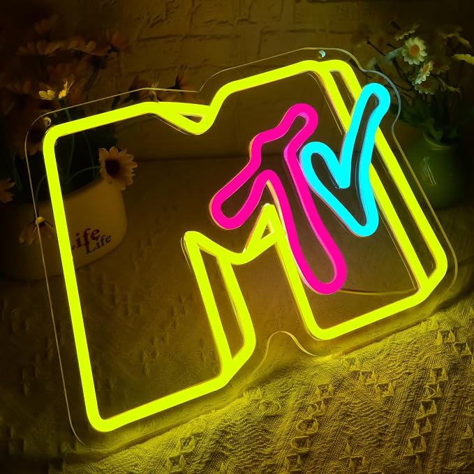 Music Neon Sign for Wall Decor Music LED Light for Man Cave | Dimmable music neon light, bedroom, record studio bar nightclub party concert decor, birthday gifts, size 13.7*9.6 in