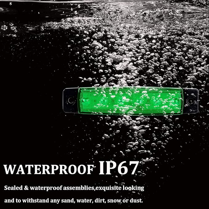 PSEQT LED Boat Interior Lights Marine Courtesy Light Strip Deck Transom Cockpit Navigation Lighting Waterproof for Fishing Pontoon Kayak Yacht Sailboat (Green 10Pcs)