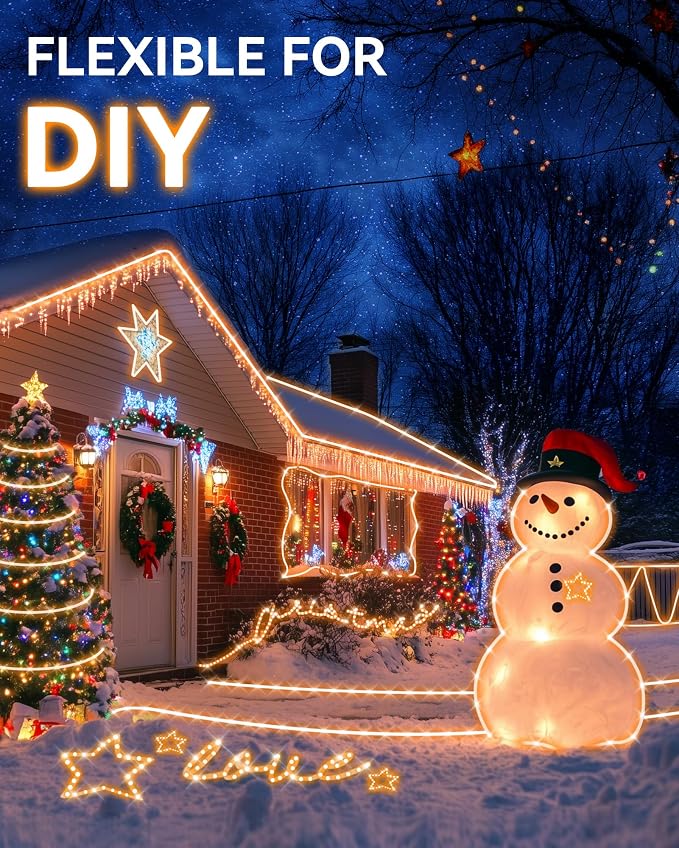 LED Rope Light, IP65 Tube Light for Christmas Patio Trees Decor, 40FT 3000K | Waterproof Clear Tube Light Plug in, 432 Warm White LEDs 110V Flexible Cuttable Connectable for Outdoor Balcony Bedroom