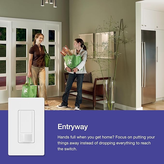 Lutron Maestro Motion Sensor Light Switch Indoor for Bathroom, Garage, Laundry Room, Closet, Occupancy Sensor Light Switch, Single-Pole, No Neutral, MS-OPS5M-BL