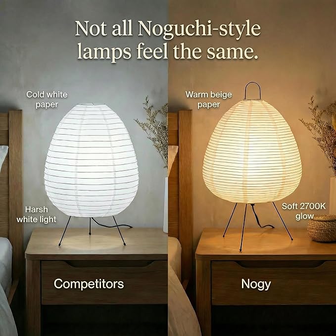 Akari Noguchi Rice Paper Lamp • Dimmable Japanese Paper Lantern Lamp • Japanese Decor Lantern • Cozy Japandi Style • Paper Lantern Light