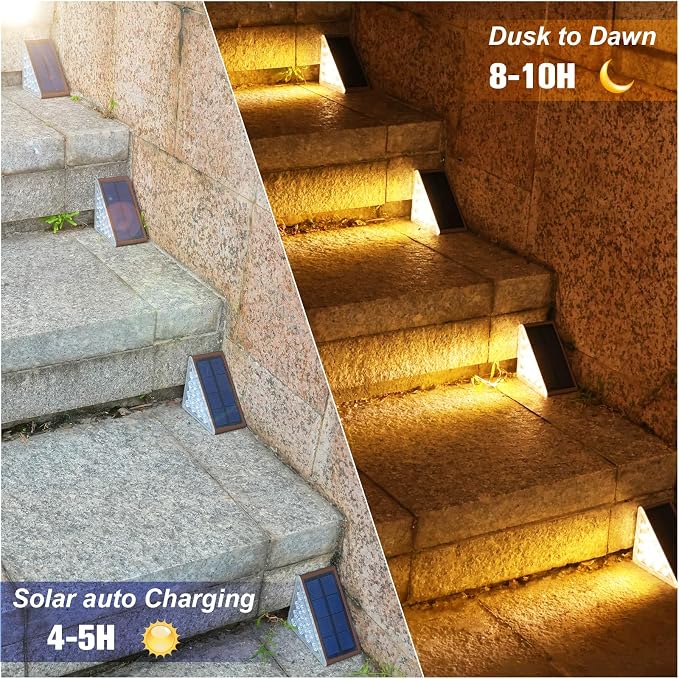 VOLISUN Solar Step Lights Outdoor Waterproof, LED Outdoor Stair Lights | Solar Step Light for Outside, Deck Light Decor for Stair,Front Porch and Patio(Brown,8 Pack)