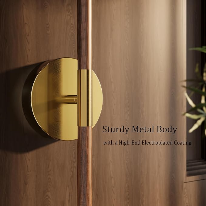 24" Battery Operated Wall Sconce Set of 2, 350° Rotating Lamp, Walnut Gold | Wireless, 8000mAh Rechargeable Battery, Stepless Dimming, 3000K-6000K, Remote & Touch Control, Timer, Living Room, Bedroom