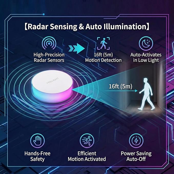 YEELIGHT Night Light, Motion Sensor Night Lights for Kids, USB-C Rechargeable Magnetic Nightlight with 11 RGB Scenes, Nursery Night Light, LED Nightlight for Bedroom, Hallway, Stairs, Bathroom