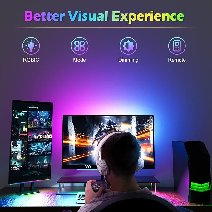 WILLED RGB Under Monitor Light Bar, Gaming Lights for Gaming Setup, RGB Desk Led with Remote Controller, 5V USB Led Light Bar, Keyboard Gaming Light for Desk/PC/Monitor/Computer/Setup/Room Accessories