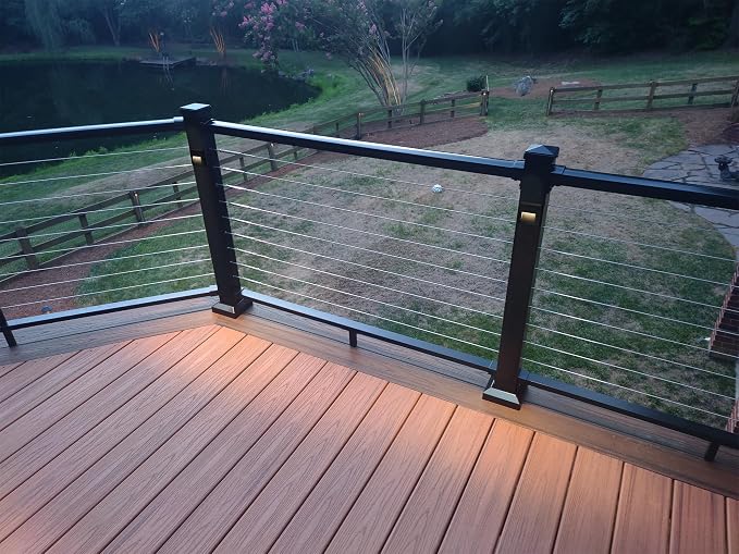 6-Pack Slim Square Low Voltage Deck Post Lights, Outdoor Step Lights, 12V Fence Railing Lighting Fixtures, Die-cast Aluminum, Black, 3000K