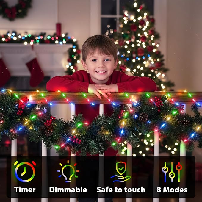 OMIKA Connectable 66ft 800LED Rope Lights for Outside, Multicolor LED Rope Lights Plug in with Remote Timer, 8 Lighting Modes, Outdoor Rope Lights Waterproof for Party, Christmas Decorations