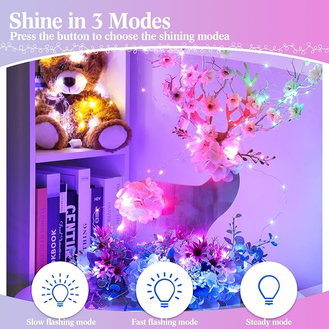 50 Pack LED Fairy Lights Colored Battery Operated String 3 Speed Modes 7 ft 20 LED Starry Wedding Decoration Waterproof Wire Twinkle Light for DIY Jar Bedroom Party Supplies (Colorful Color)
