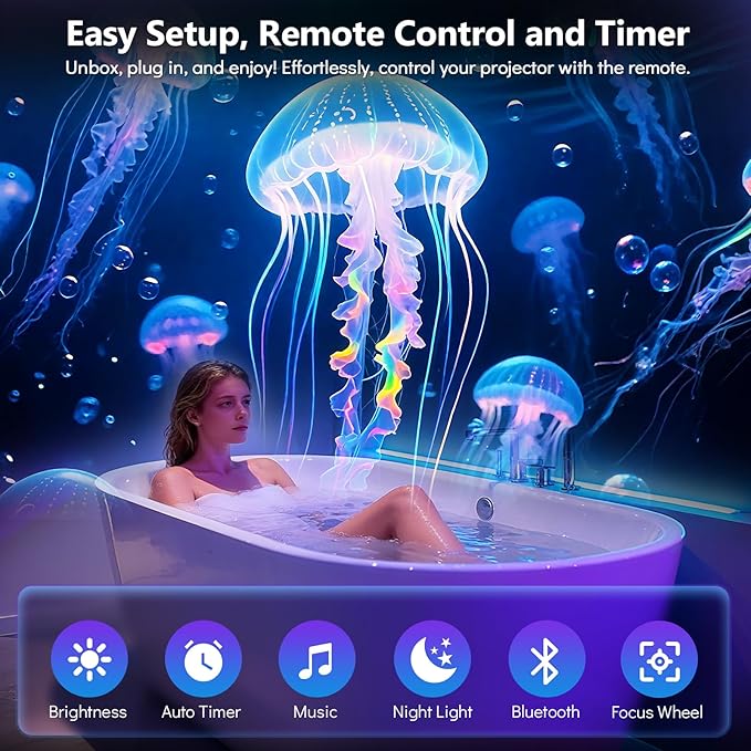 Rossetta 3D Galaxy Projector, 60 Scenes Star Light Projector for Bedroom | Adjustable Focal, Bluetooth Speaker, Timer & Remote Control, Planetarium Projector for Room Decor, Party Gift for Kids Adults