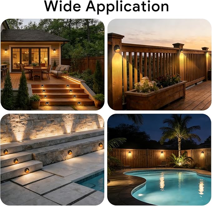 Energetic 5CCT Low Voltage LED Deck & Step Lights, Outdoor Landscape Lighting, 12 Pack