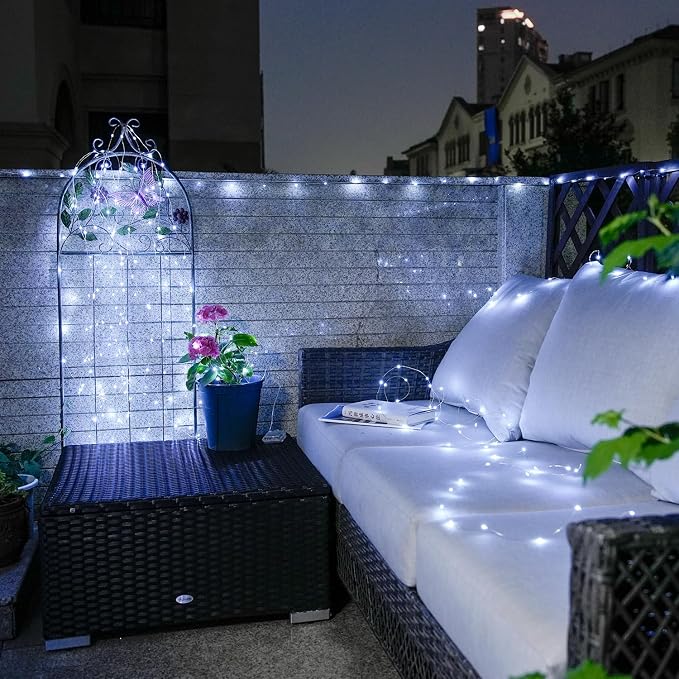 JMEXSUSS 66 ft 200 LED White Fairy Lights Plug in with 8 Modes | Christmas Light Outdoor Waterproof Twinkle Lights for Christmas Tree Decor Decor