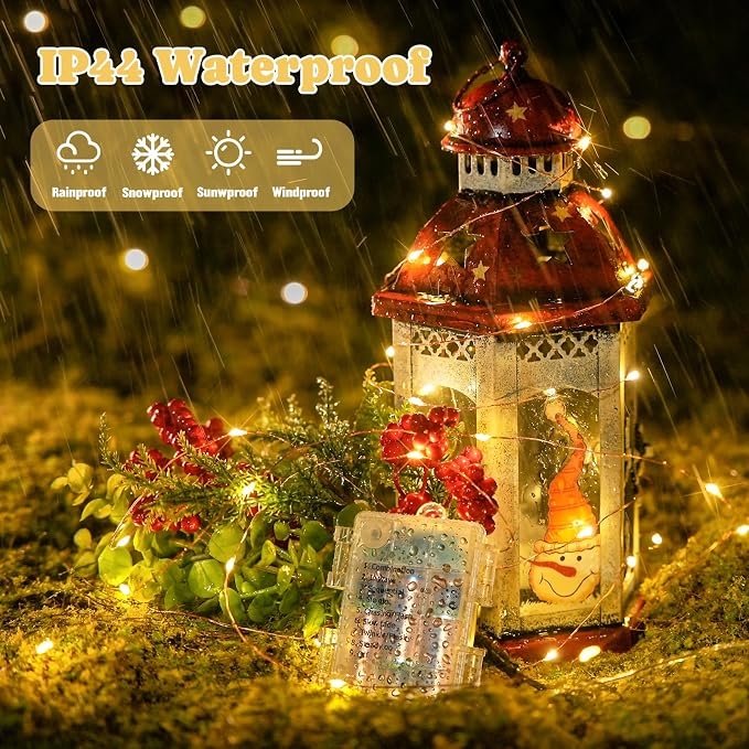 JMEXSUSS 2Pack Fairy Lights Battery Operated, Total 200LED 66ft, Warm White | With Remote, Timer, 8 Modes, Battery Powered Christmas Lights, Twinkle String Lights for Bedroom Tree Indoor Outdoor Decor