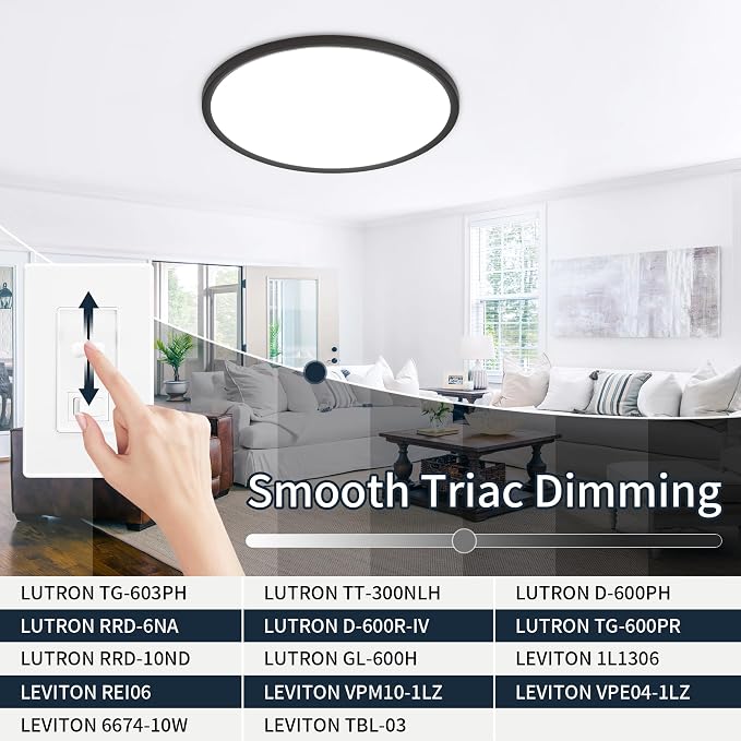 MOONSEA 20 Inch LED Dimmable Flush Mount Ceiling Light Fixture 40W Round | Adjustable 3000K/4500K/6000K, 4000LM Bright Kitchen Light Fixture, 10-100% Brightness Adjustable, 0.98in Low Profile