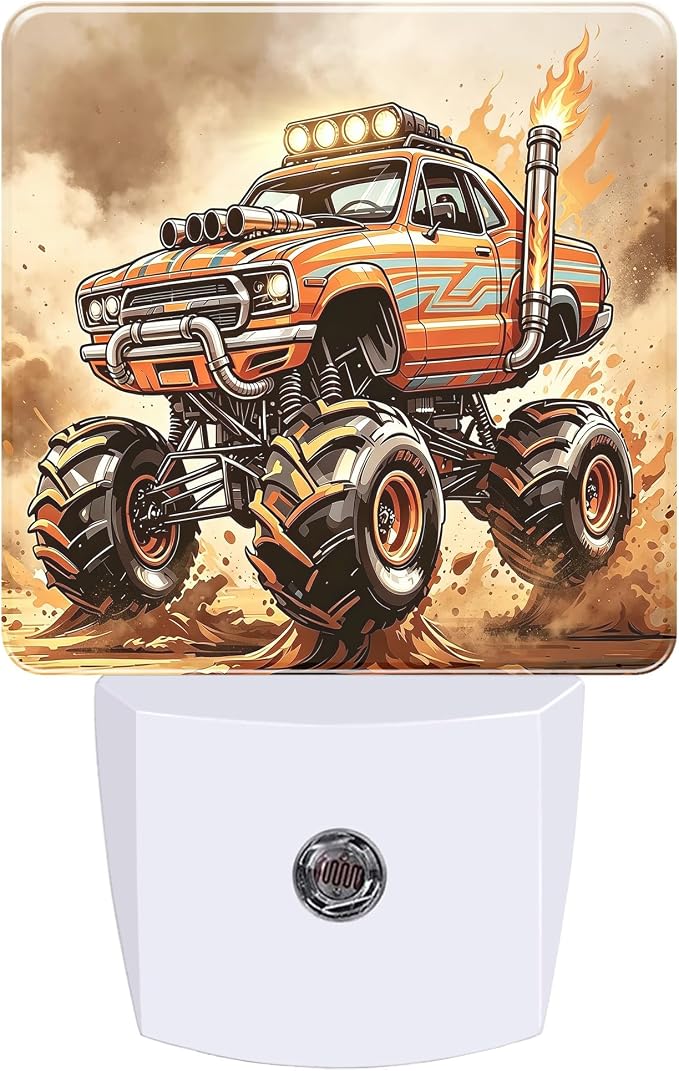 Night Light Off Road Trucks Night Lights Plug into Wall with Dusk to Dawn Smart Sensor for Bedroom Bathroom Hallway Kitchen, Warm Nightlights for Boys Girls Women Men