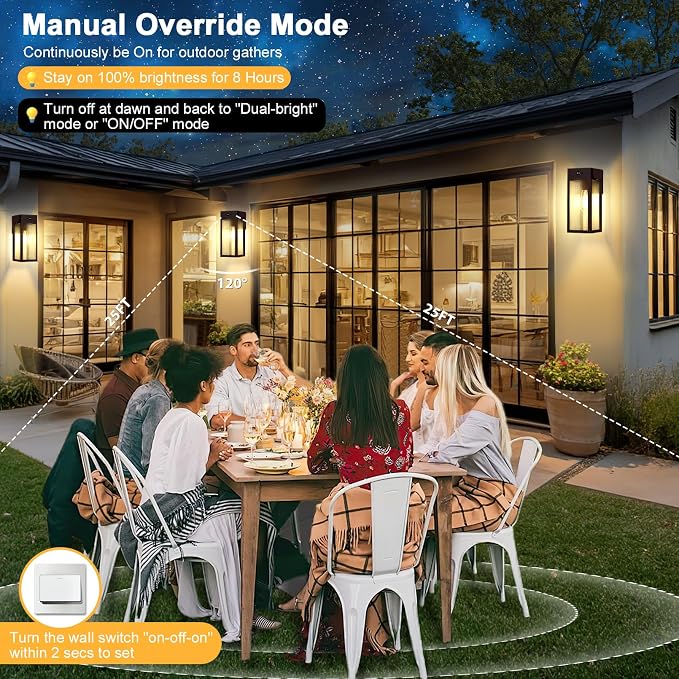 Porch Lights with GFCI Outlet, Motion Sensor Outdoor Lights | Dusk to Dawn, Anti-Rust, Waterproof, Tempered Glass, Easy Installation, E26 Socket, Exterior Lighting for Patio, Brown