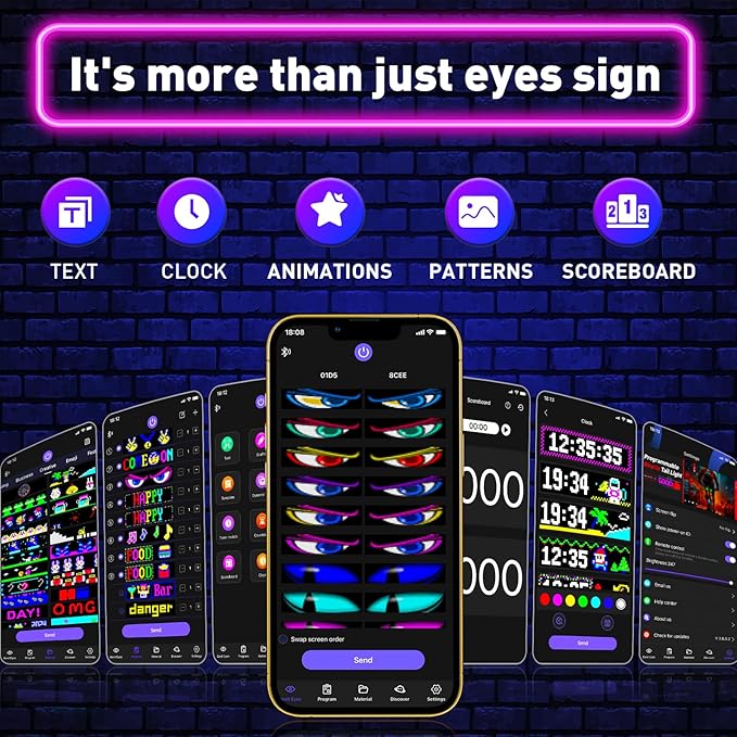 2Pcs LED Eyes for Truck Windshield | Programmable Devil Eyes Light for Cars | Bluetooth APP Control | Can Edit Text/Graffiti/Animations