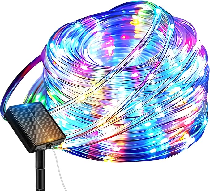 btfarm Solar Rope Lights, 120LED 46FT String Lights Outdoor Waterproof | 8 Modes, Timer Memory Function, Tube Trampoline lighting for Outside Garden Tree Christmas Yard Patio Decor, Multicolor
