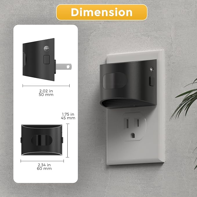 L LOHAS LED Motion Sensor Night Light, Night Lights Plug into Wall, 2 Pack | Nightlight with Dusk to Dawn & Motion Detection Sensor, 30-100Lm Adjustable Brightness, Red Light, Black Housing