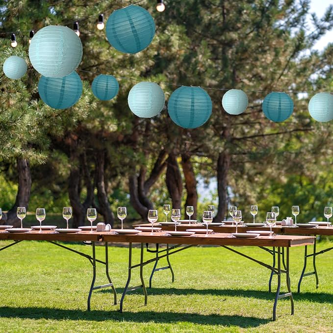 20Pcs Paper Lanterns Decorative, Teal Round Hanging Lanterns for Wedding | 6"8"10" Blue Paper Lanterns Decorations for Rustic Party Bridal Shower Birthday Baby Shower Engagement Home Classroom Decor