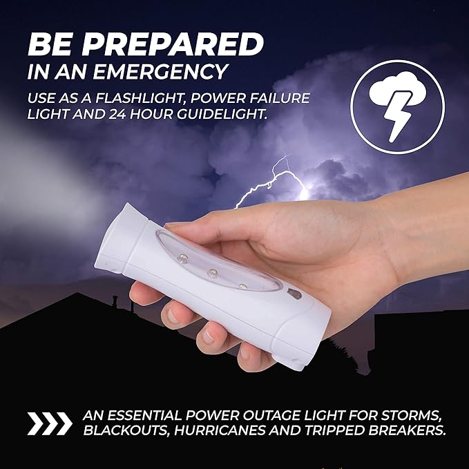 Amerelle LED Emergency Lights For Home Power Failure, 5 Pack - Triple Function Power Failure Light and Plug In Flashlight Combo, With Rechargeable Battery - Be Snow Storm & Hurricane Ready (71134)