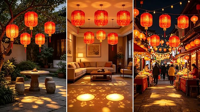 10PCS Paper Lanterns Red Japanese New Year Spring Festival Lantern 6inches with LED Lights, Hanging Valentines Lanterns with Tassels Walking Sticks for Wedding Dinner Birthday Party Decor