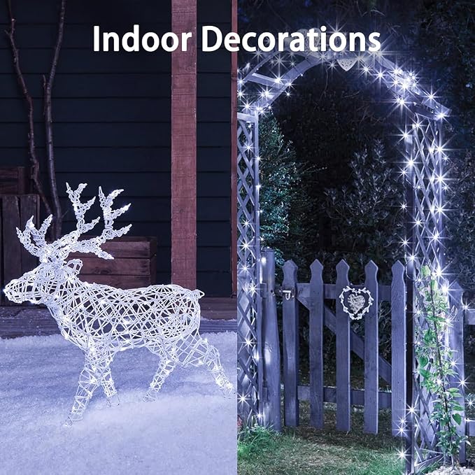 4 Pack Cuttable Fairy Lights Battery Operated, Waterproof 20FT 60LED Twinkle Lights with Timer Indoor Outdoor, Fairy Battery String Light for Bedroom, Classroom, Wedding, Christmas Décor(Cool White)