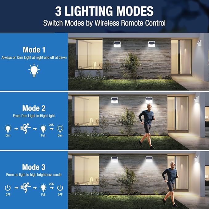 Solar Lights Outdoor Waterproof [12 Packs/140 LEDs], 3 Lighting Modes Motion Sensor Ultra Bright Security Lights for Outside Fence Patio Deck[White]