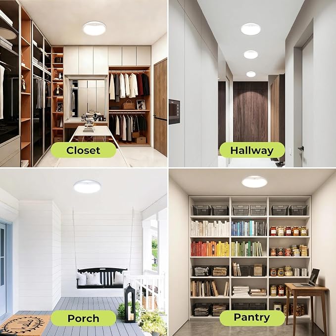 hepside 2 Pack Motion Sensor Ceiling Light Wired, 3000K/4000K/6500K LED Flush Mount Ceiling Light Fixture, 8.7Inch 18W Motion Sensor Light with Timer for Closet Stair Porch Hallway Pantry,White
