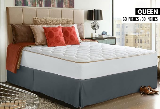 Utopia Bedding Queen Bed Skirt - 20 Pack - Soft Quadruple Pleated Ruffle - Easy Fit with 16 Inch Tailored Drop - Hotel & B&B Quality, Shrinkage and Fade Resistant (Queen, Grey)