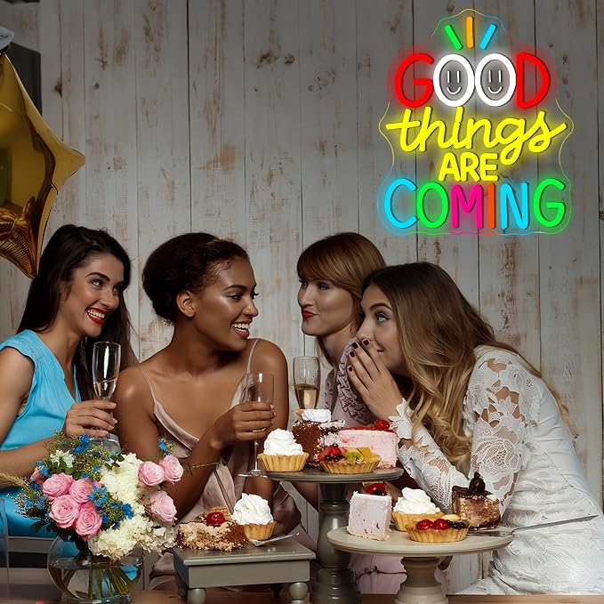 Good Things Are Coming Neon Sign for Classroom Bedroom Decor Birthday Gift | Dimmable LED Light,Reliable material,USB Power,Encouragement vibe