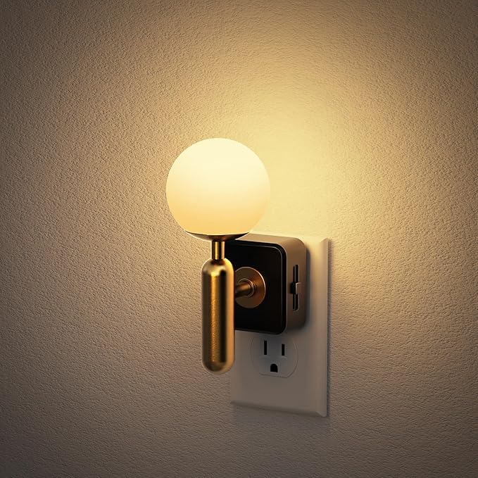 JandCase Night Light Plug in, Night Lights Plug into Wall | 3000K Soft Light LED NightLights, 0-100LM Dimmable Night Light, Built in Dusk to Dawn Sensor for Hallway Bedroom Stairway