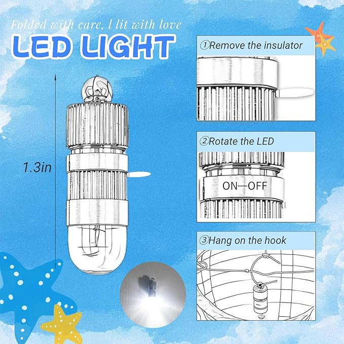 Jellyfish Paper Lanterns with LED Lights Set of 6, Blue Mix Dome Hanging Floating Decorations for Under the Sea Party Mermaid Birthday Ocean Classroom Beach Room Aesthetic
