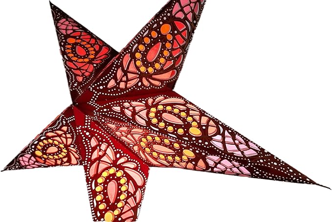 Lantern Lampshade Paper Star Light Shades Large 60cm Star Hanging Decorations for Christmas Wedding Home Decoration Birthday Party (Glitter Brown, Pink, Red)