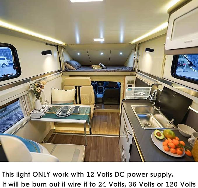Homdec12V RV LED Bedside Reading Light with Switch, 350° Rotatable RV Vanity Wall Sconce, 12Volt RV Interior Lights for RV Camper Trailer Motorhome