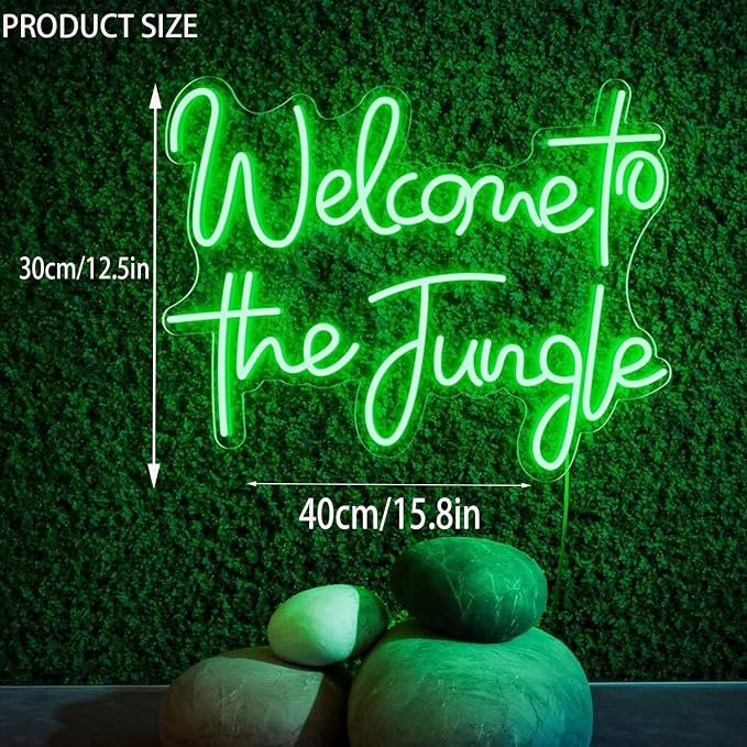 Welcome To The Jungle Neon Sign Neon Art LedWall Hanging Bar Light Up Sign | Party Home Bedroom Decor, Light Up Signs,Neon Sign,Wall Neon Art