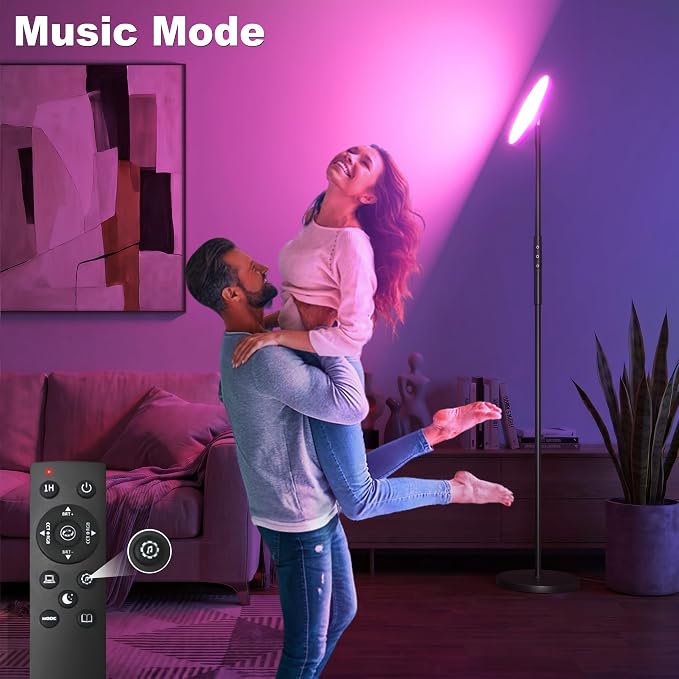 mukuxin Floor Lamps for Living Room, 40W/4000LMRGB LED Standing Lamp with Remote, Color Changing Torchiere Floor Lamp with Stepless Dimming, 69" Modern Corner Lamp for Bedroom, Office