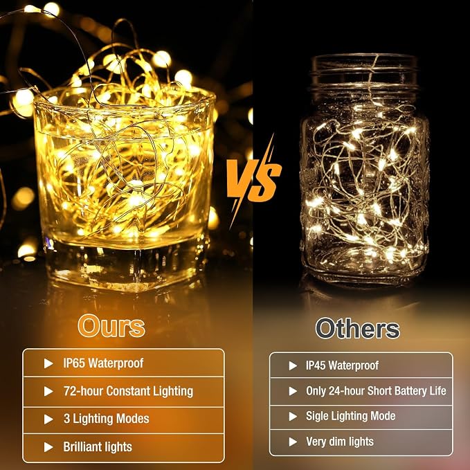 10 Pack Fairy Lights Battery Operated - 7ft 20 Led Twinkle Lights 3 Modes, Bulk Mini String Lights Waterproof for Mason Jars Vases DIY Party Wedding Decoration Christmas -Warm and Cold White