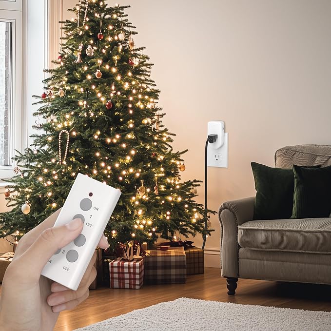 BN-LINK Wireless Remote Control Outlet Electrical Switch for Lights, Fans, Christmas Lights, Small Appliance, 100ft Long Range White 10A/1200W, 1 Remote + 1 Outlet, ETL & FCC Certified
