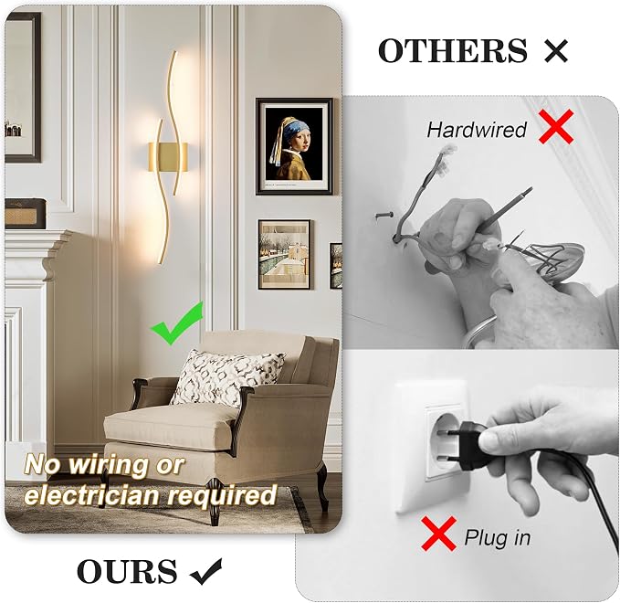KARTOOSH Wireless Wall Sconces Set of 2, Dimmable LED Sconce with Remote | Battery Operated Wall Sconce with 3 CCT Night-Light Timer Memory Modern Wall Sconces for Living Room, Hallway, Bedroom