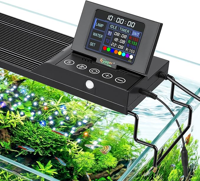 hygger 42W Smart Aquarium LED Light with Water Monitor for 30-36 Inch Tanks | Auto Lift-Up TFT LCD Screen, Temperature Monitor, Water Quality Monitoring, Full Spectrum Lighting, Intelligent Control