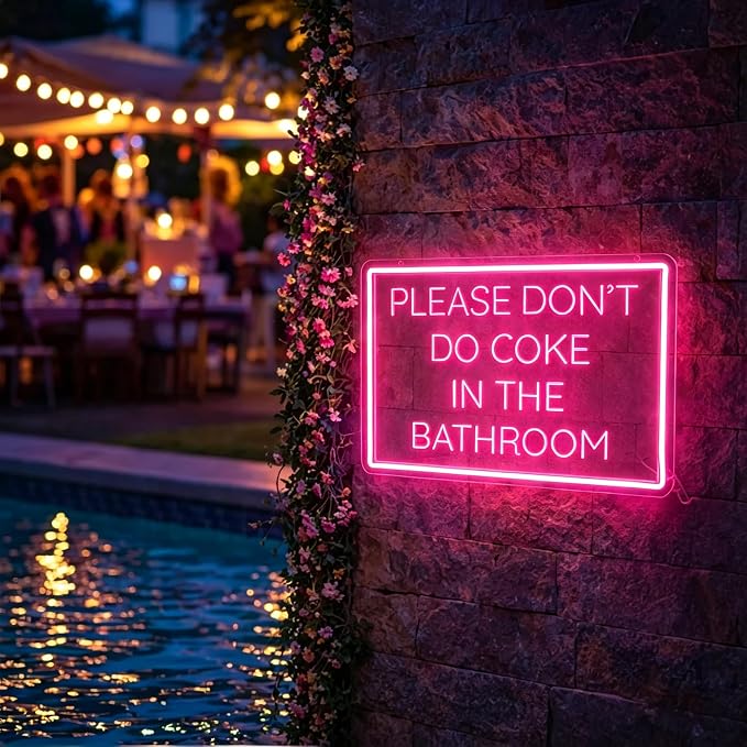 Pink Neon Sign Led Sign Neon Signs for Wall Decor Neon Lights | Please Don't Do In The Bathroom Led Light Up Sign, Pink Room Decor, Boys Girls Gift, Party, Wall Decor, 5V USB Powered