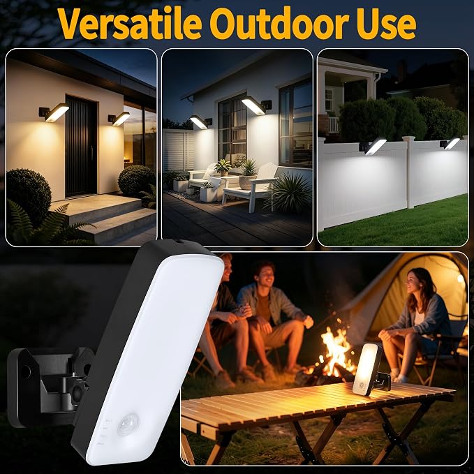 Motion Sensor Outdoor Lights with Remote 10000mAh Rechargeable Battery IP65 | 3 Modes with Red Alert 3000K/4000K/6500K Dimmable Waterproof Outdoor Security Led Light for Backyard Garage Porch, 1 Pack