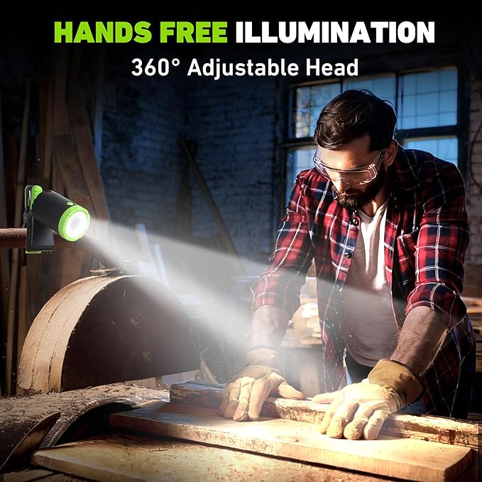 4-Pack Rechargeable LED Clamp Work Light, Magnetic Base & Clamp | 360°Adjustable Spotlight, Clip Light for Garage, BBQ, Car Repair, Household & Emergency Use