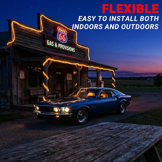 LED Rope Lights,Connectable for Indoor & Outdoor,110V Transparent Flexible Tube Lights,Waterproof LED Rope Lighting for Outside,Deck,Patio,Pool,Camping,Bedroom,Landscape Decor (Warm White, 150ft)