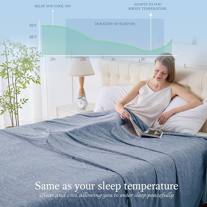 Cooling Blanket Throw Size, 50"x70" Cooling Blankets for Hot Sleepers, Cold Blanket Thin Lightweight Breathable Soft for Couch Bed, Lightweight Blanket Keep Cool for Night Sweats