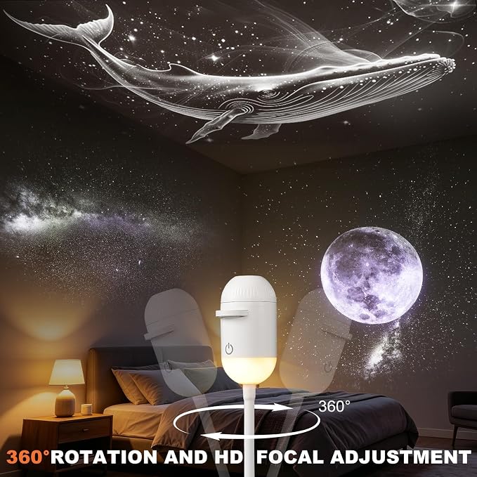 2-in-1 Galaxy Projector Night Light,USB Portable Galaxy Star Projector Night Light,Galaxy Night Light Projector,Starry Night Projector for Bedroom, Mini LED Nightlight Wall Lamp (6 Projection Films)