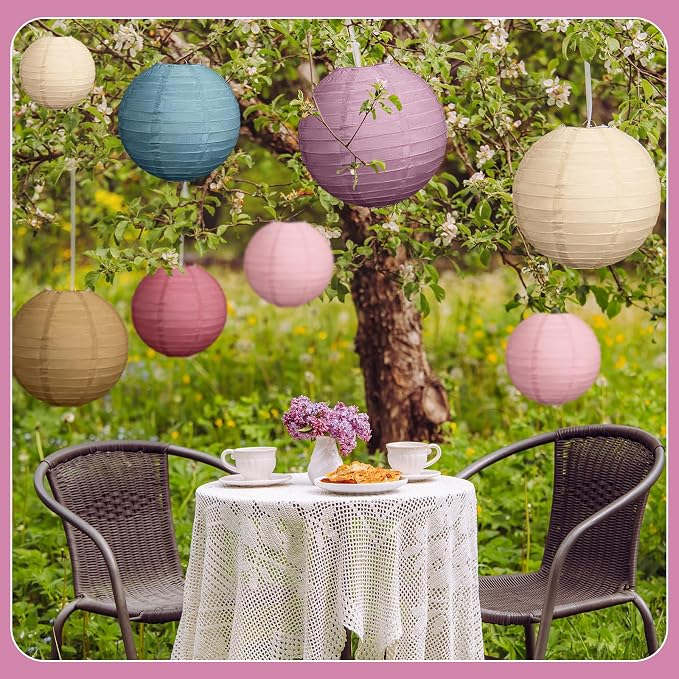 Glooglitter 16 Pcs Boho Hanging Paper Lanterns Back to School Party Decoration 4'' 6'' 8'' 10'' Colorful Round Lanterns for Classroom Ceiling Decor Indoor Outdoor Birthday Wedding Bridal Baby Shower