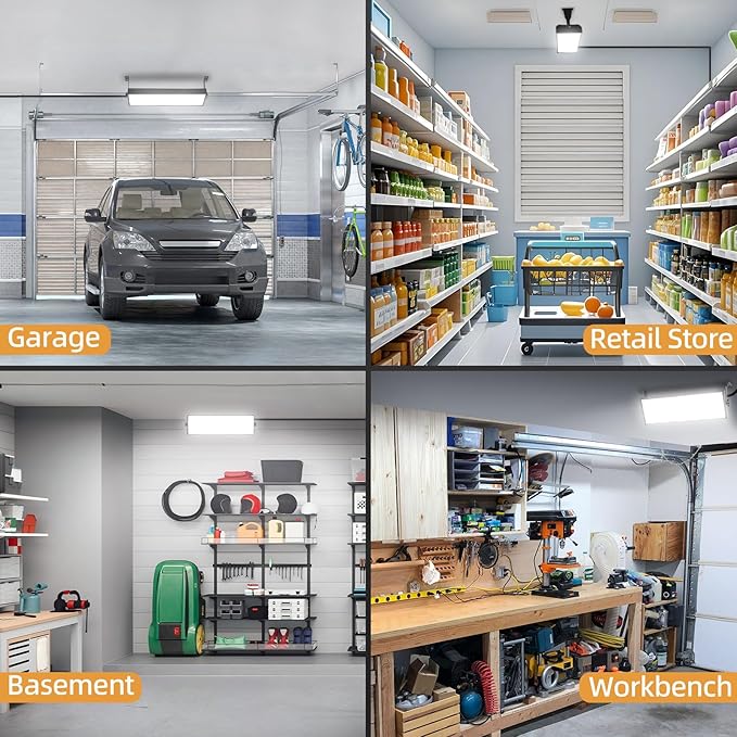 180W LED Shop Lights with 10FT Cord, Swtich, Aluminum 20000LM Ultra-Bright Garage Light, 5000K Daylight, IP66 Waterproof Work Light for Garage, Workshop, Warehouse, Outdoor (3 Pack)