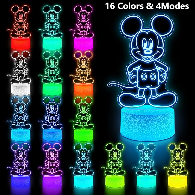 Cute Night Light for Kids - Anime Charater Decor Lamp with 16 Colors Change, Remote, Dim Control, 3D Illusion LED Night Lights for Kids Gifts Party Birthday Decoration