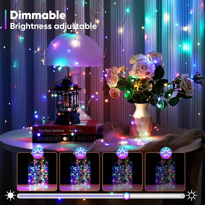 Ariceleo 1 Pack 16.4 Ft. Battery Operated Outdoor String Lights with Remote & Timer, LED Multi Color Fairy Lights, Waterproof Twinkle Lights for Bedroom, Dorm, Mason Jar, Wedding, Party, Christmas